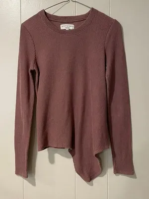 Texture & Thread Madewell Ribbed Long Sleeve Top Size Small Asymmetrical Hem Mau thumbnail 1