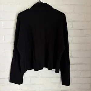 Madewell Small Black Wide Rib Knit Relaxed Mockneck Cashmere Wool Sweater thumbnail 2