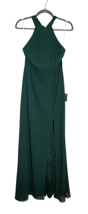 Lulus Emerald Green Halter Formal Dress Front Slit Sleeveless Sz Medium NWT Flaw thumbnail 1