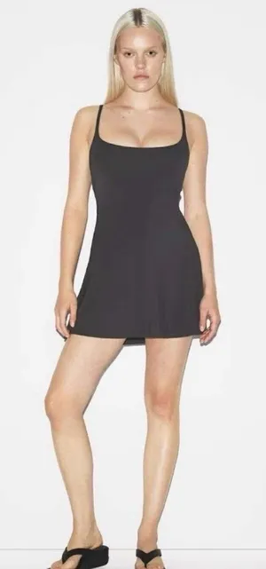 Skims Smooth Lounge Skimpy Strap Mini Dress Graphite Size XS thumbnail 1