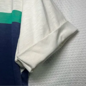 Nautical Navy and White Striped Colorblock Short‎ Sleeve Women Tee Size Large thumbnail 7