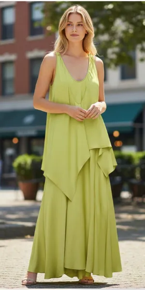 NWT Zara Lime Green Asymmetrical Midi Dress Bloggers Faves thumbnail 1
