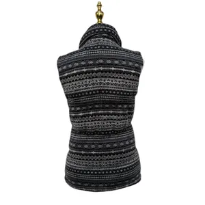 Athleta Fair Isle Goose Down Puffer Vest Grey Black Sm Atheisure Full‎ Zip Ski thumbnail 2