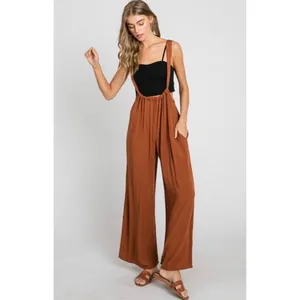 Zenana Tie Back Suspender Jumpsuit with Pockets Size L NWT thumbnail 4
