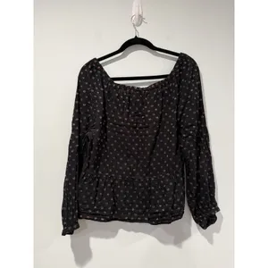 Loft Blouse Womens Medium On/Off Shoulder Polka Dot Cotton Travel Vacation thumbnail 2