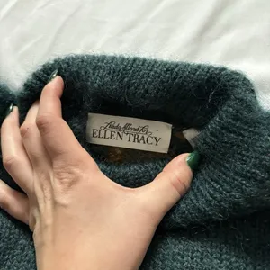 Ellen Tracy Vintage 80s‎ 90s Womens Size Small Green Mohair Wool Blend Knit Sweater Holiday thumbnail 5