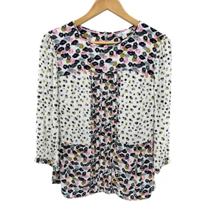 Boden Women's 8 Hopscotch Poppy Floral Pintuck Blouse 3/4 Sleeve Top Boho‎ Chic thumbnail 3