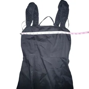 Zara Black Sleeveless Midi Dress Womens Size Small Linen Blend‎ Tie Back Goth thumbnail 8
