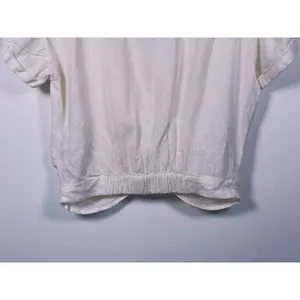 Sybilla Linen Blend Twist Front Crop Top Womens Size L White Minimalist Granola thumbnail 11