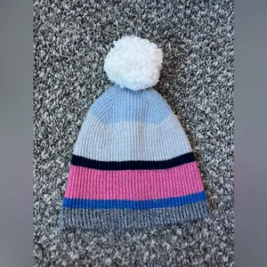 GAP Women's Striped Pom Pom Shimmery Winter Hat Beanie‎ One Size thumbnail 3