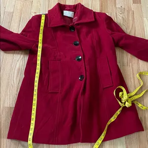 Gallery Pea Coat Womens XL Red Button Up Wool Vintage Inspired Old Money Preppy thumbnail 8