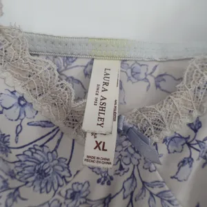 Laura Ashley Blue Floral Lace Trim Camisole Top XL Empire Waist Adjustable Strap thumbnail 3