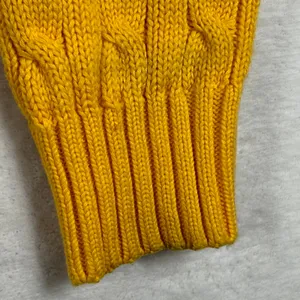 Ralph Lauren Sport Pony Logo Yellow Cable Knit V-Neck Cotton Sweater Sz‎ Large thumbnail 4