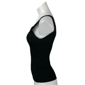 GAP Women's Black Sleeveless Ribbed Knit V-neck Slim Fit Crop Tank Top Size L thumbnail 2