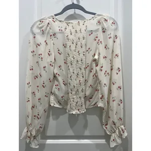 Reformation Chase Cherry Print Blouse Sz 4 thumbnail 10