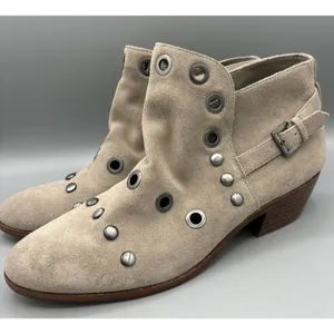 Sam Edelman Beige Suede Pedra Grommet‎ Women’s Ankle Boots Size 8.5 thumbnail 1