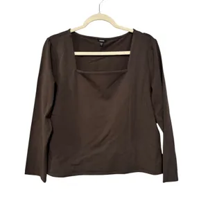 Express Womens XL Brown‎ Square Neck Long Sleeve Top Stretch Knit Shirt thumbnail 7