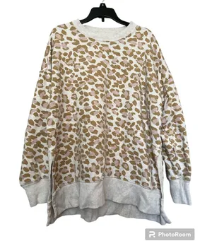 Aerie Pink leopard print‎ Sweatshirt size M thumbnail 1