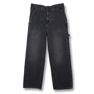 Free People We The Free Black Wash Major Leagues Cuffed Carpenter Utility Jeans thumbnail 9