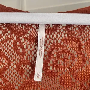 Free People Rust Lace Inset baby doll Boho Tunic Top Size M thumbnail 7