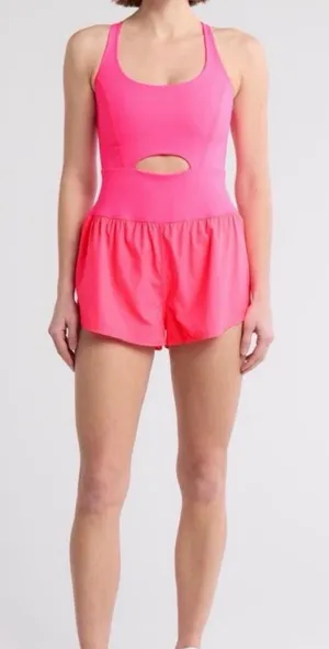 Free people movement athletic hot pink romper thumbnail 1