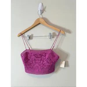 Free People Fp One Lyra Bralette Crochet Embroidered Smocked Strap Top Size M‎ thumbnail 3