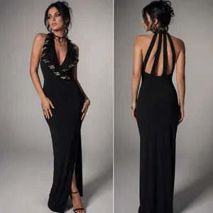 Vtg Blondie & Me Beaded Tuxedo Y2K McBling Cocktail Dress Sz 9/10 Strappy Goth thumbnail 2