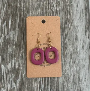 NWT Plum Polymer Clay Dangle Pierced Earrings Handmade thumbnail 2