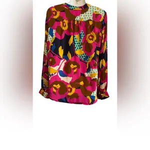 Karlie Pink and Blue Floral Blouse thumbnail 3