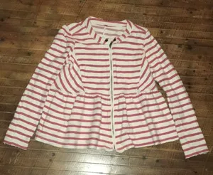 Free People military red stripe peplum ruffle boho  jacket thumbnail 1