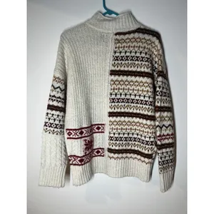 American Eagle AE Mock Neck Jumper Fair Isle Chunky Sweater Size Small S Holiday thumbnail 5