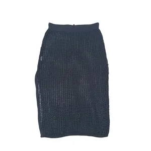 Halara Mesh Crochet Open Knit Midi Skirt Drawstring Size M Black Resort Coverup thumbnail 4