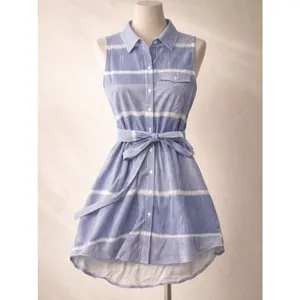 The Impeccable Pig Button-Down Sleeveless Dress - Blue & White - M thumbnail 2