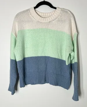 American Eagle Women's Striped Sweater Crew‎ Neck Size Medium thumbnail 1