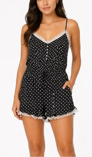 Victoria’s Secret Polka Dot Romper Size Medium Pajama PJ Lounge Y2K Modal comfy thumbnail 1
