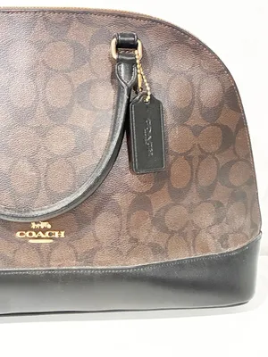 Coach Katy Satchel In Signature Canvas Brown Black Shoulder Bag thumbnail 2
