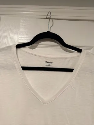 NWOT Madewell Size S White V Neck Short Sleeve Lightweight Slub Cotton Top thumbnail 5