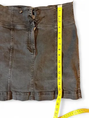 Free People Size 8 Black Denim Corset Lace Up High Waist Mini Skirt thumbnail 7