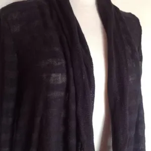 FREE PEOPLE Black Navy Striped Sweater Maxi Cardigan Duster 100% Cotton XS thumbnail 6