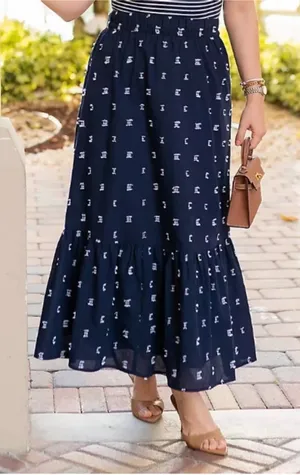 NEW LOFT Clip Tiered Pull-On Midi Skirt in Navy Blue - Size XS thumbnail 1