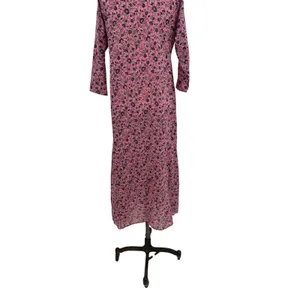 Roller Rabbit Pink Floral Cotton Maxi Dress Button‎ Front 3/4 Sleeve Size XS thumbnail 10