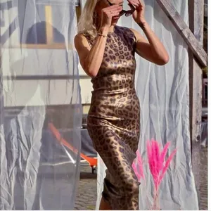 Zara Leopard Print Foil Knit Midi Dress Size S NWT thumbnail 4