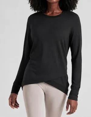 Athleta Serenity Criss Cross Long Sleeve Sweatshirt Sz XXS Lightweight Athletic thumbnail 1