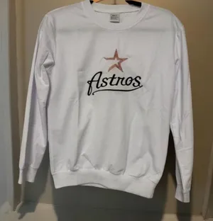 Houston Astros White Lightweight Baseball Sweater Mens Small BNWT MLB Tee thumbnail 1