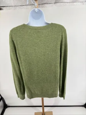 Aspen 2- Ply Cashmere V Neck Sweater Green Size Medium thumbnail 10