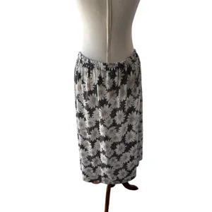 Black and Cream Floral A-Line Midi Skirt thumbnail 2