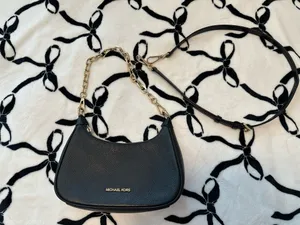 Michael Kors Black Pebbled Leather Shoulder Bag with Gold Hardware thumbnail 4