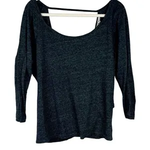 American Eagle Outfitters Women’s Gray 3/4 Sleeve Wrap Back Top Large thumbnail 1