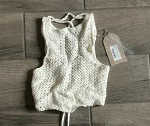 Meshki Raquel crochet lace up back top thumbnail 1