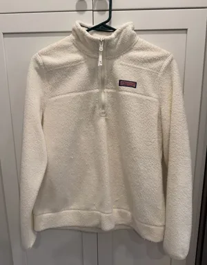 Vineyard Vines White Sherpa Half-Zip Pullover thumbnail 1